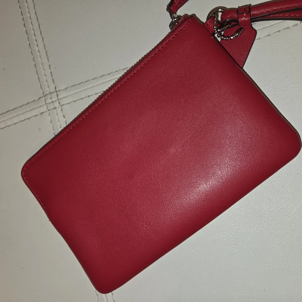 Coach Red Studded Wristlet Clutch